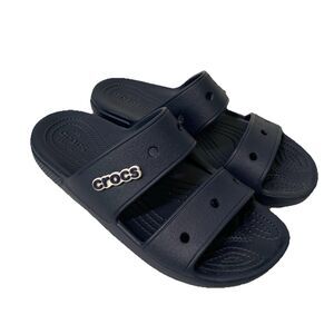 Crocs Classic 2 Strap Slide Unisex Adult Womens 9 Navy Blue Rubber Sandals